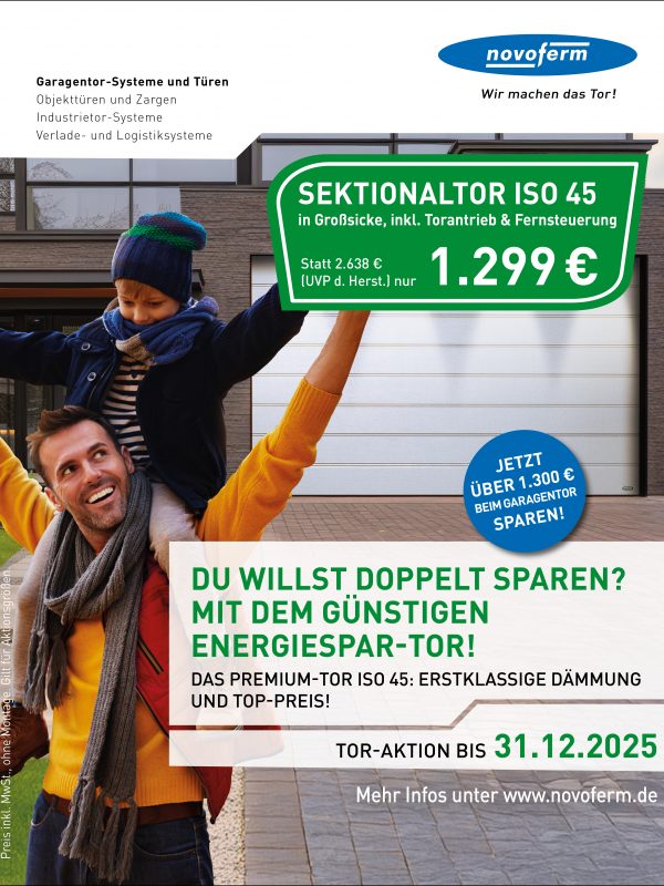 Novoferm Garagen-Sektionaltor ISO 45 - Aktion Premium-Sektionaltore